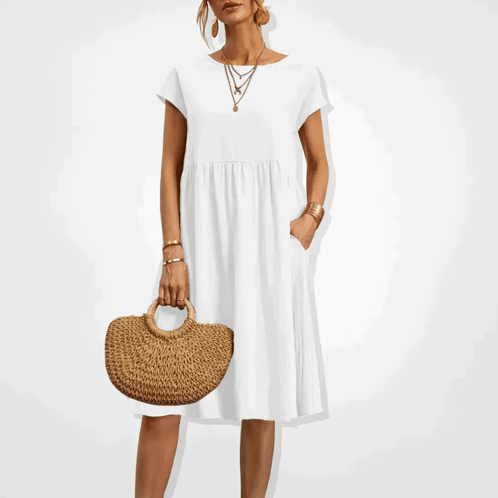 Drune | Damen Kleid Stilvolles Midi Kleid Sommerliche Eleganz