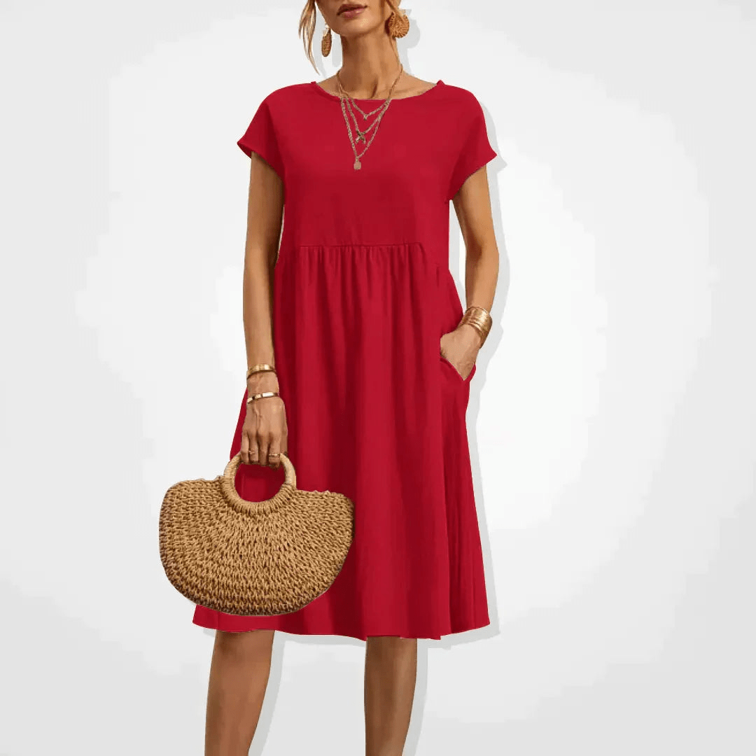 Drune | Damen Kleid Stilvolles Midi Kleid Sommerliche Eleganz