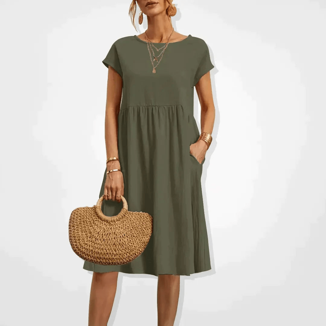Drune | Damen Kleid Stilvolles Midi Kleid Sommerliche Eleganz