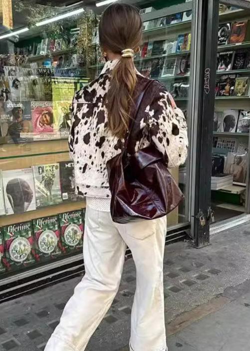 Drune | Jeansjacke mit Kuhdruck