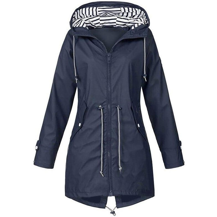 Drune | Damen-Regenjacke mit gestreifter Kapuze