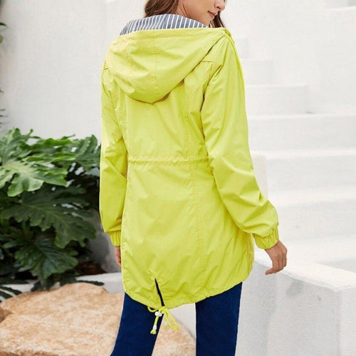 Drune | Gestreifte Damen-Kapuzen-Regenjacke