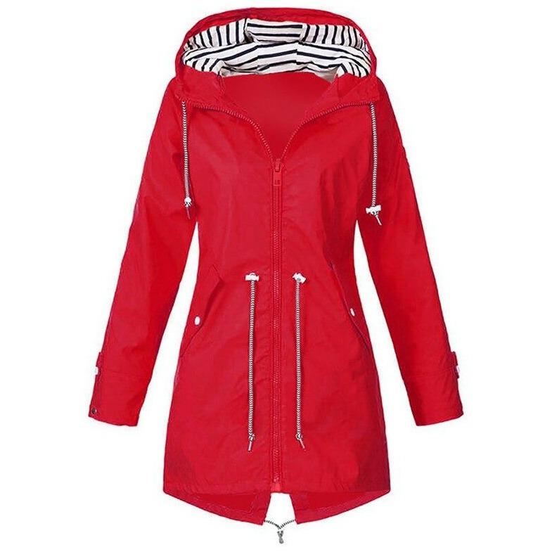 Drune | Damen-Regenjacke mit gestreifter Kapuze