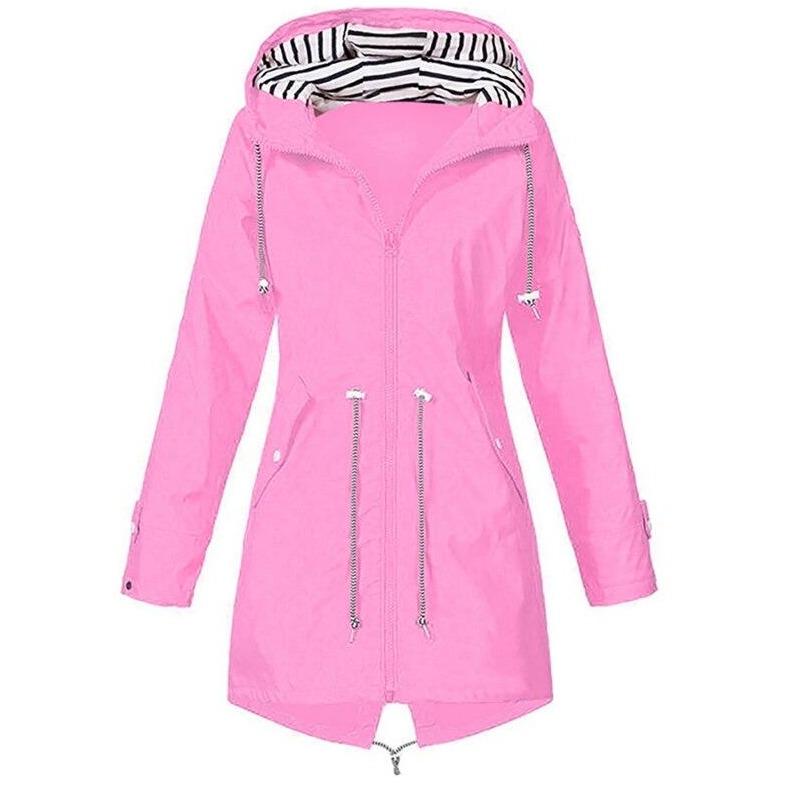 Drune | Damen-Regenjacke mit gestreifter Kapuze