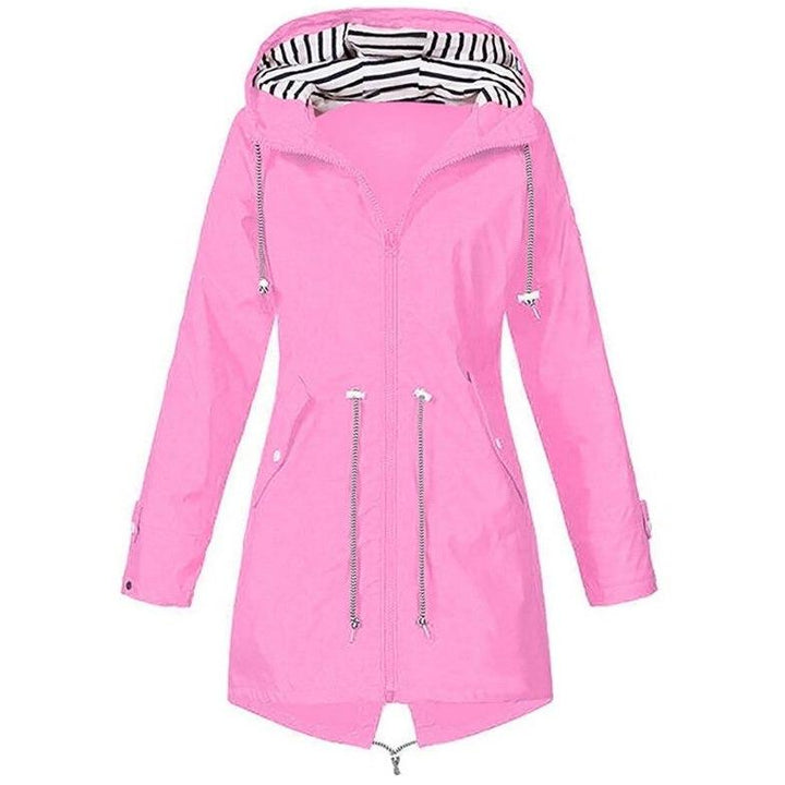 Drune | Damen-Regenjacke mit gestreifter Kapuze