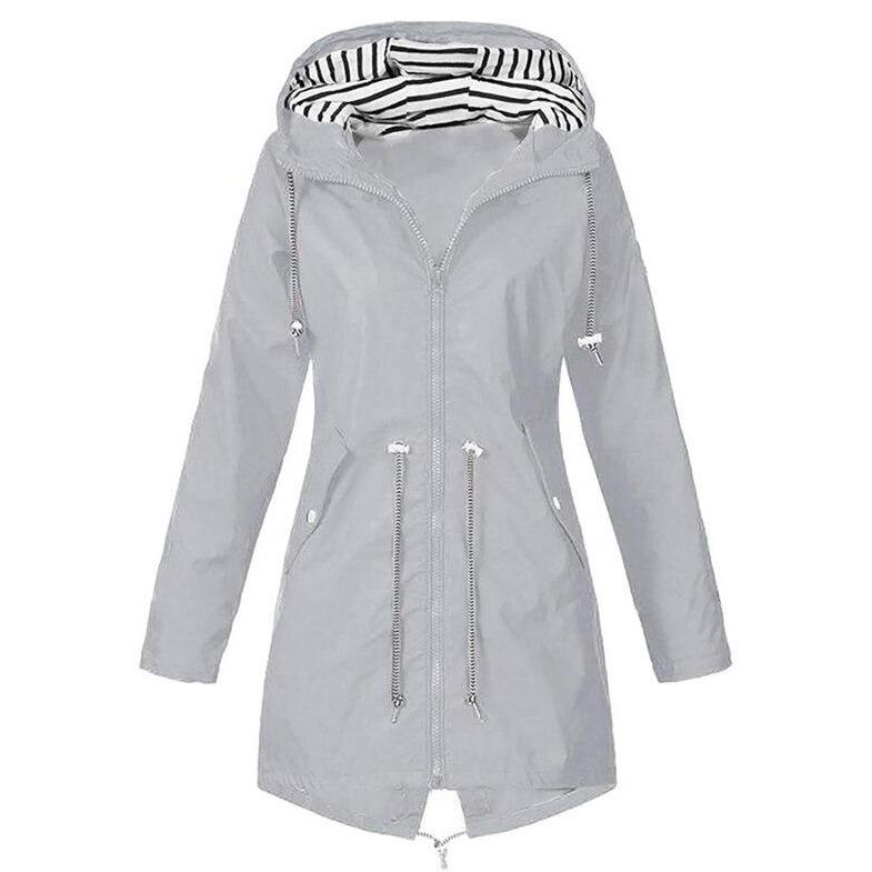 Drune | Damen-Regenjacke mit gestreifter Kapuze