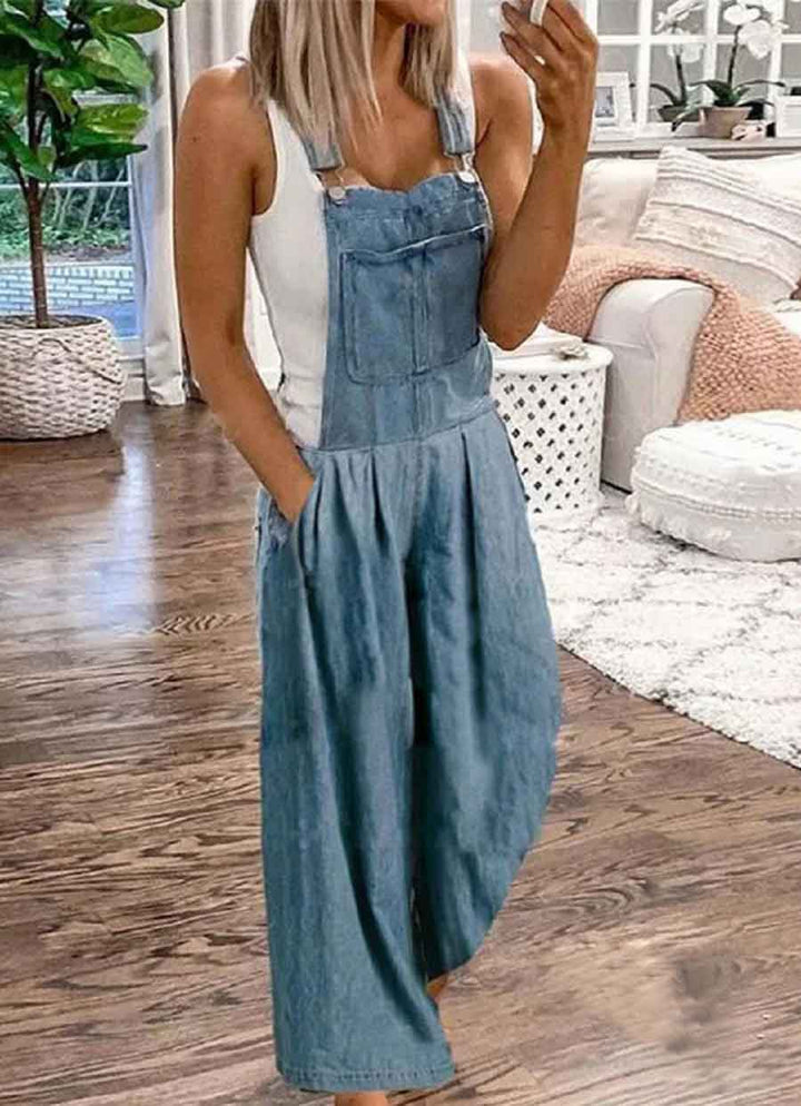 Drune | Lässige Mode Weites Denim Jumpsuit