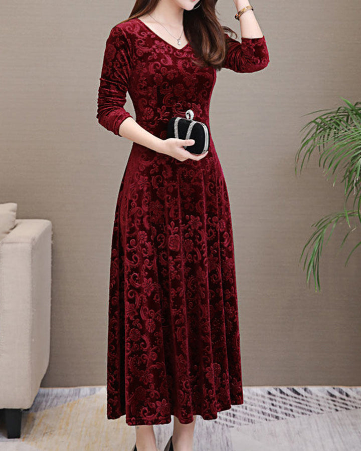 Drune | Klassisches Damenkleid mit Mittellangen Ärmeln und Allover-Design