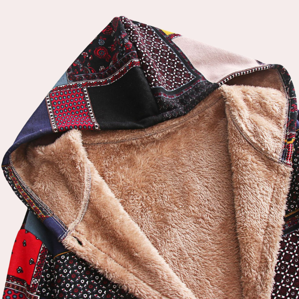 Drune | hoodie fleece jack - trendige warme patchwork Außenbekleidung