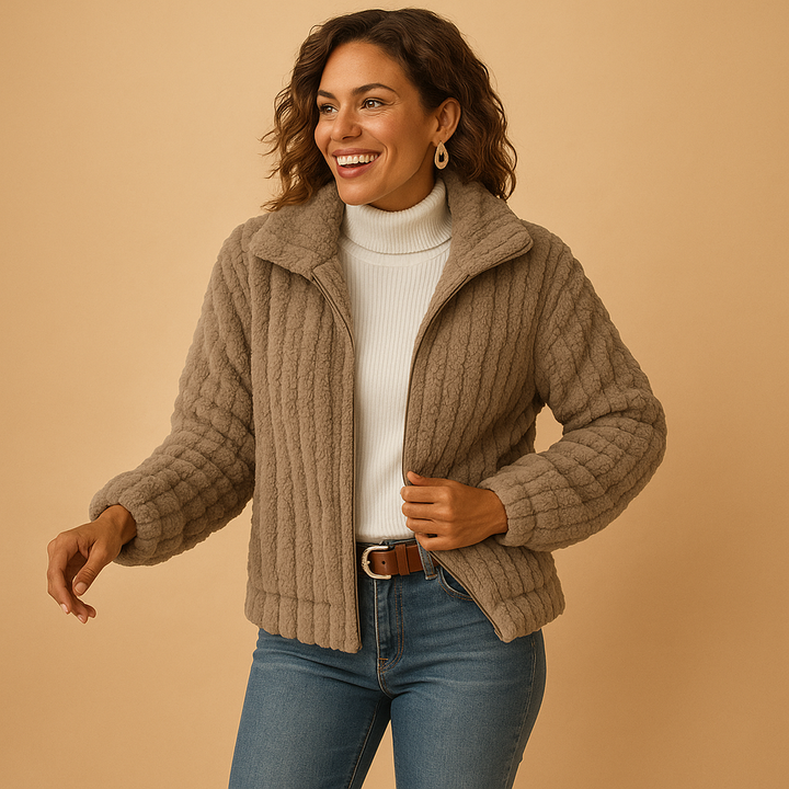 Drune | Stilvolle Teddy Damenjacke mit Kragen