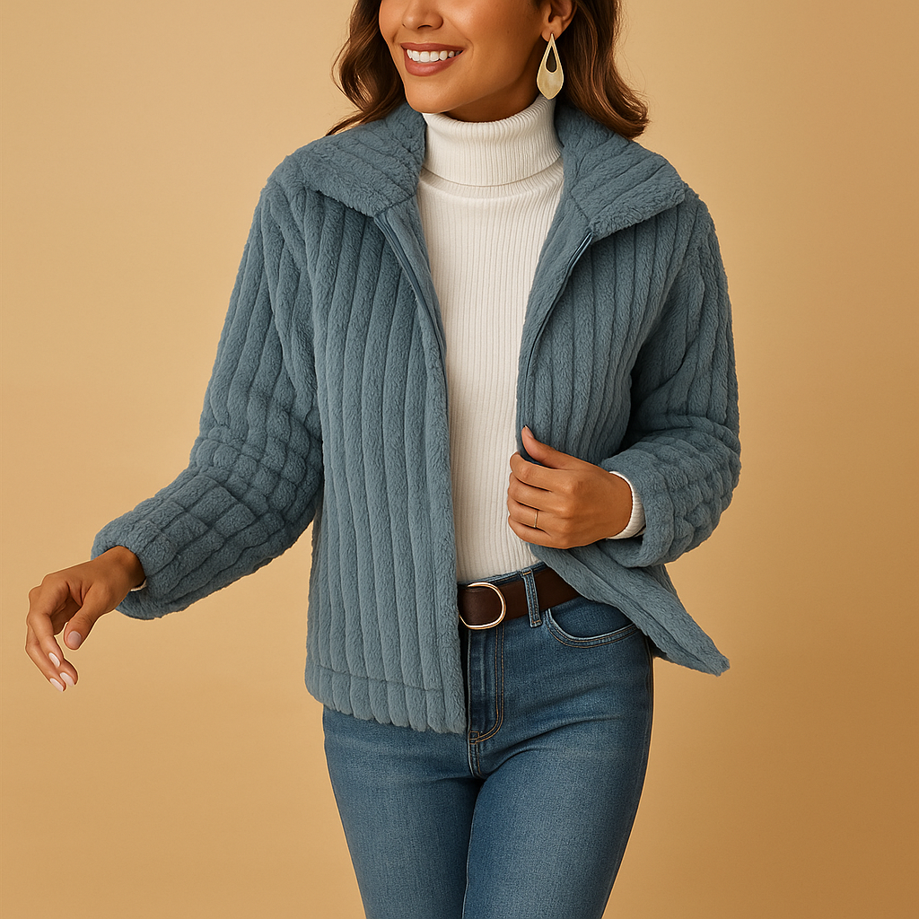 Drune | Stilvolle Teddy Damenjacke mit Kragen