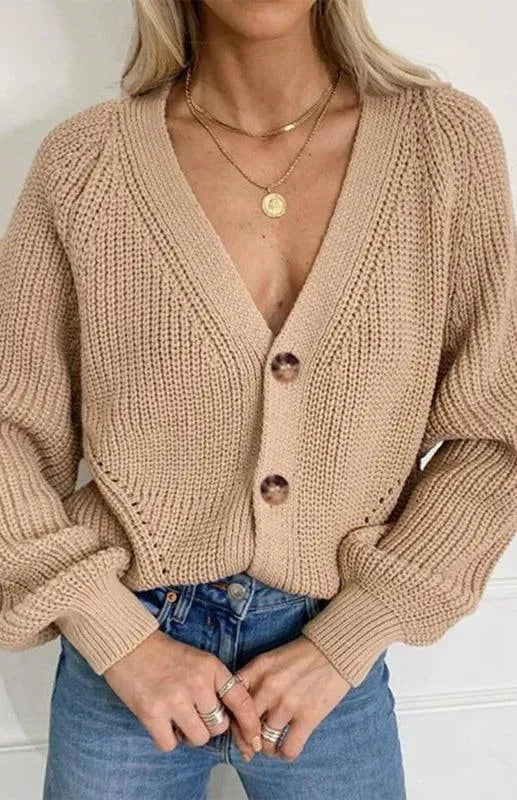 Drune | Knopf Frauen Strickjacke Pullover