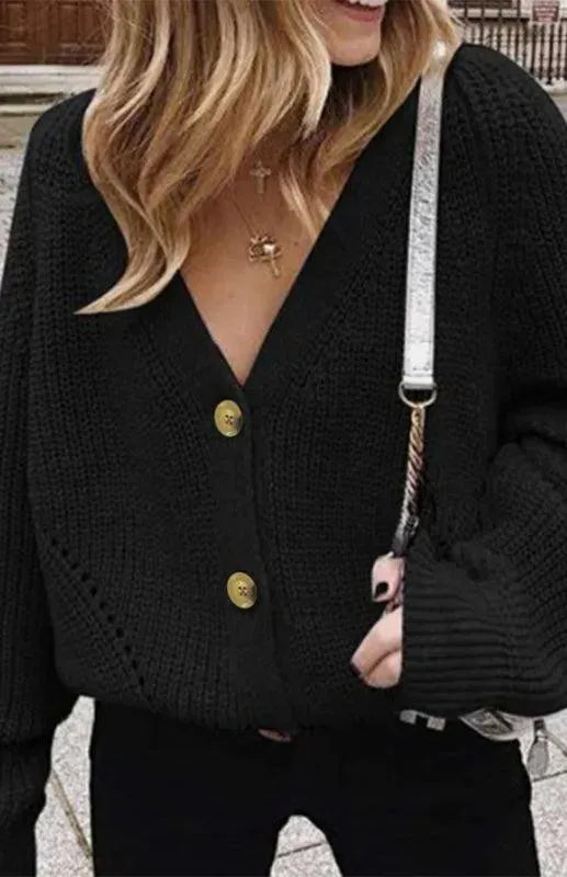 Drune | Knopf Frauen Strickjacke Pullover