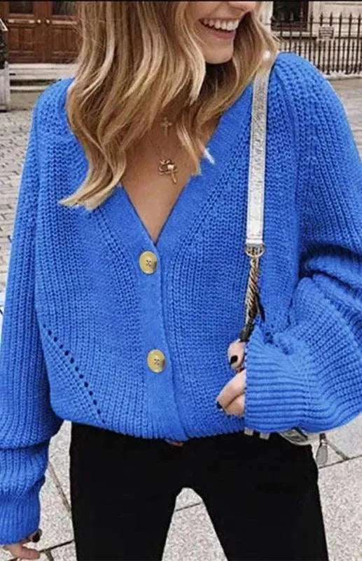 Drune | Knopf Frauen Strickjacke Pullover