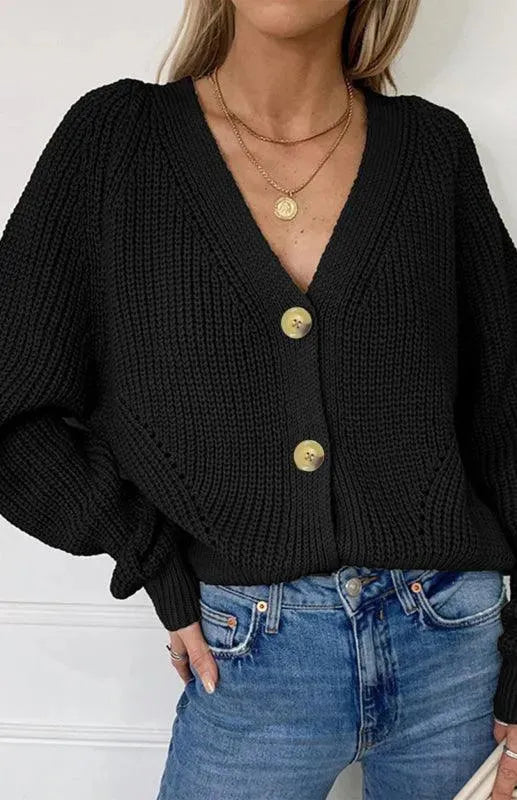 Drune | Knopf Frauen Strickjacke Pullover