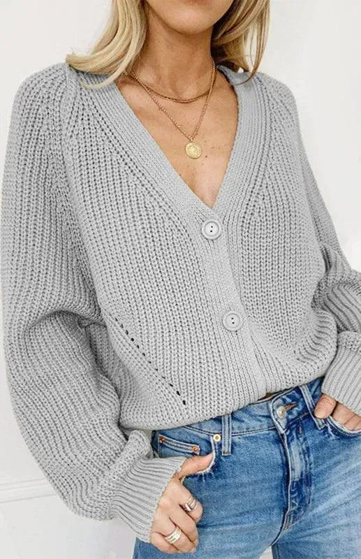 Drune | Knopf Frauen Strickjacke Pullover
