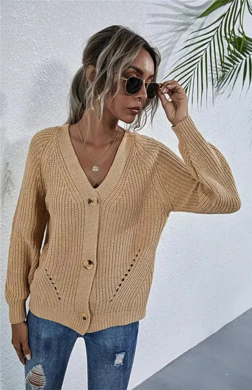Drune | Knopf Frauen Strickjacke Pullover