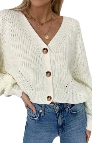 Drune | Knopf Frauen Strickjacke Pullover