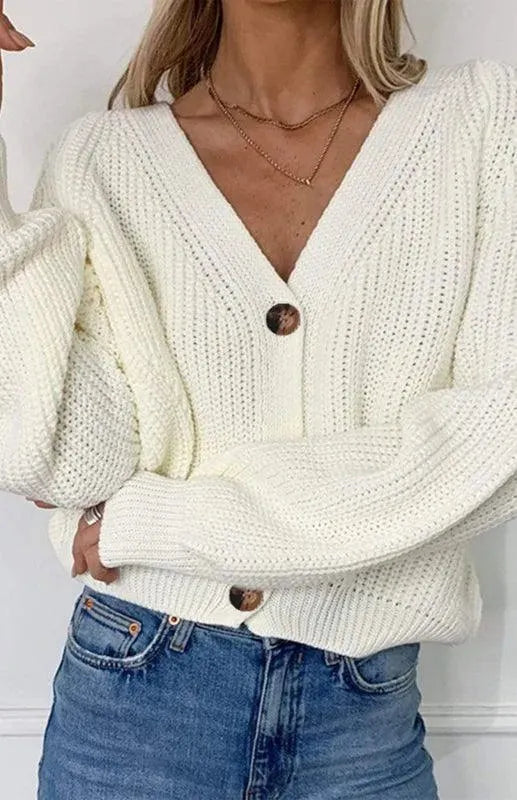 Drune | Knopf Frauen Strickjacke Pullover