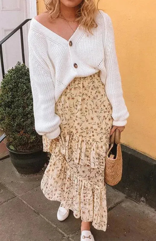 Drune | Knopf Frauen Strickjacke Pullover