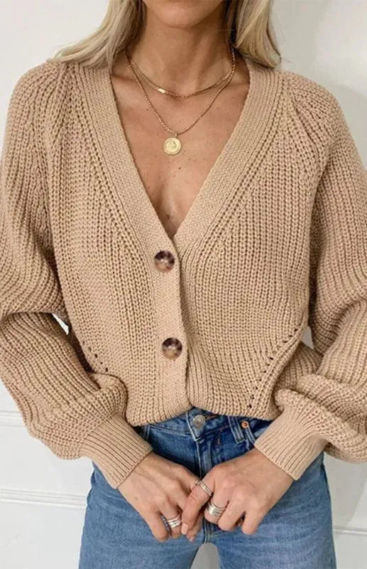 Drune | Knopf Frauen Strickjacke Pullover