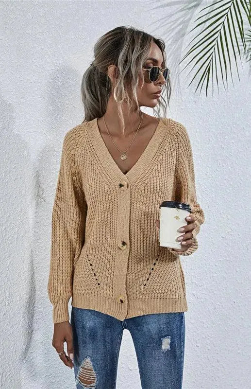 Drune | Knopf Frauen Strickjacke Pullover