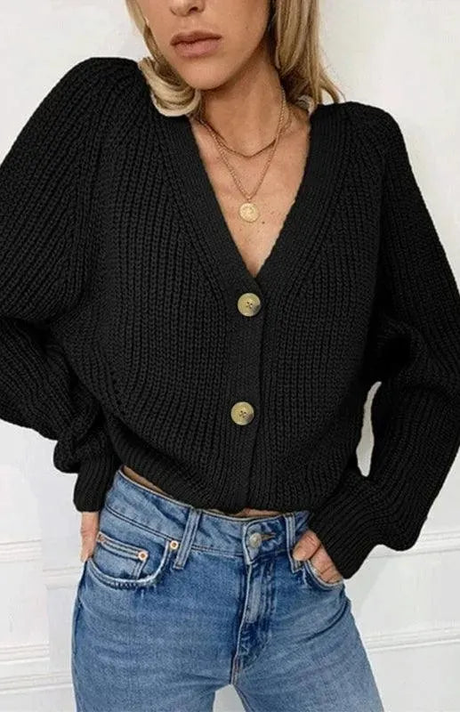 Drune | Knopf Frauen Strickjacke Pullover