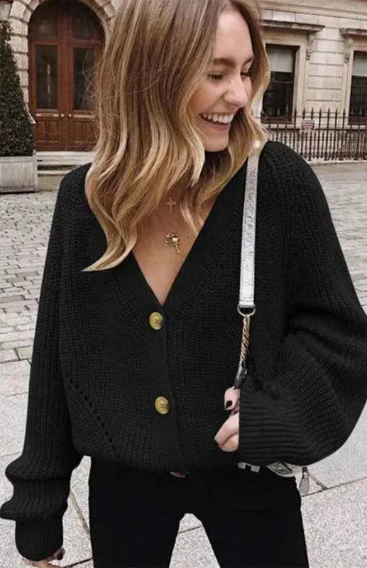 Drune | Knopf Frauen Strickjacke Pullover