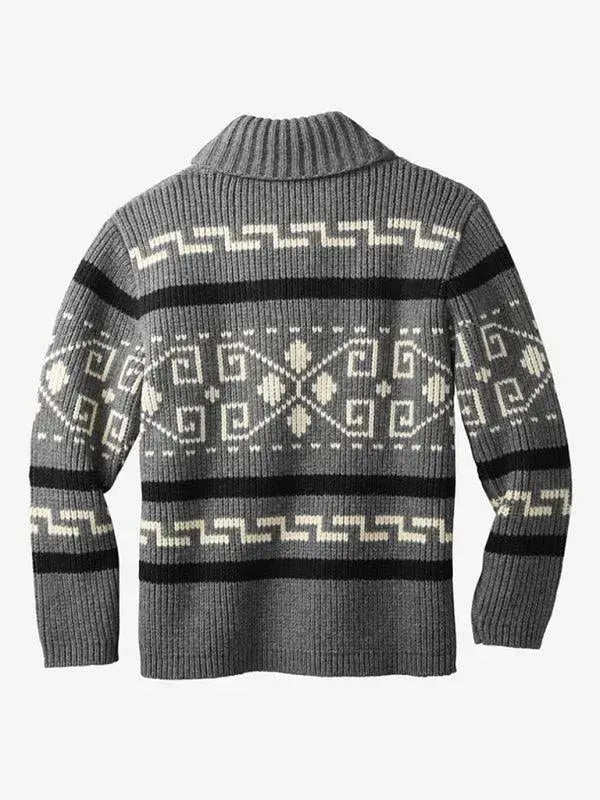 Drune | Jacquard Herren Strickjacke Pullover