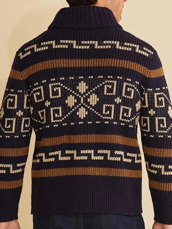 Drune | Jacquard Herren Strickjacke Pullover
