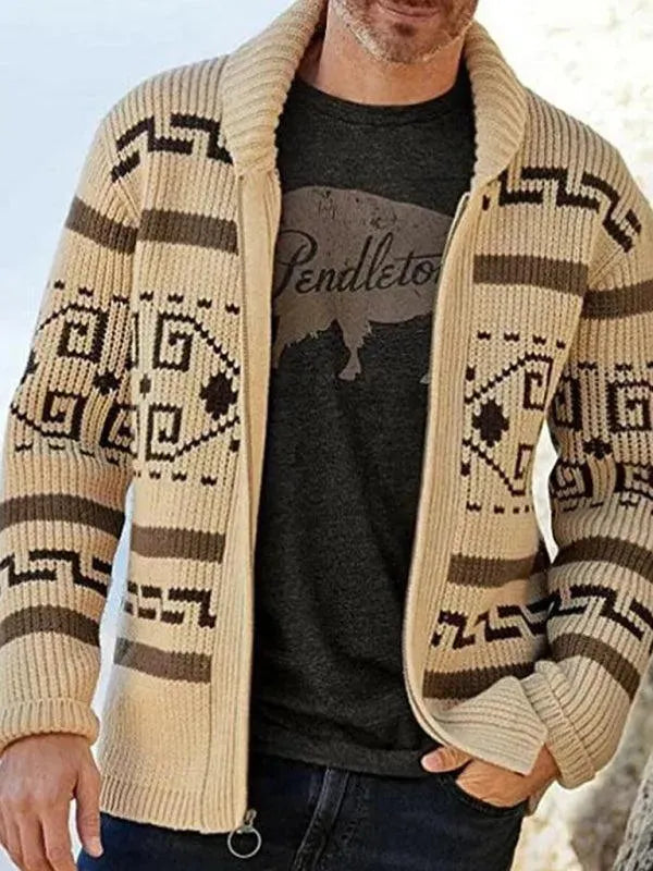 Drune | Jacquard Herren Strickjacke Pullover