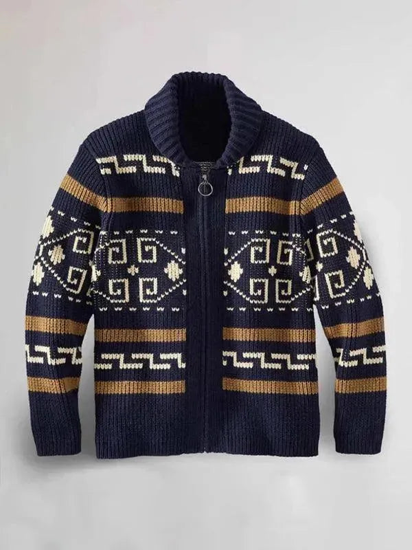 Drune | Jacquard Herren Strickjacke Pullover