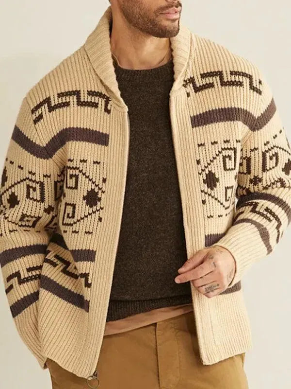Drune | Jacquard Herren Strickjacke Pullover