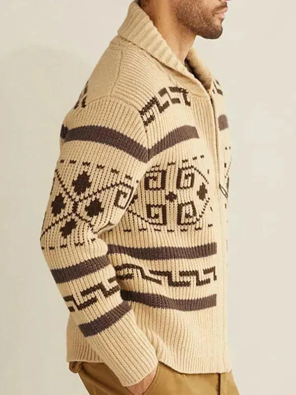 Drune | Jacquard Herren Strickjacke Pullover