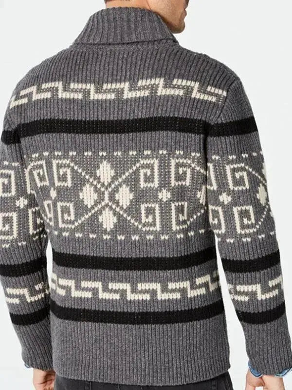 Drune | Jacquard Herren Strickjacke Pullover