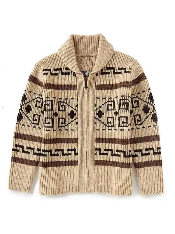 Drune | Jacquard Herren Strickjacke Pullover