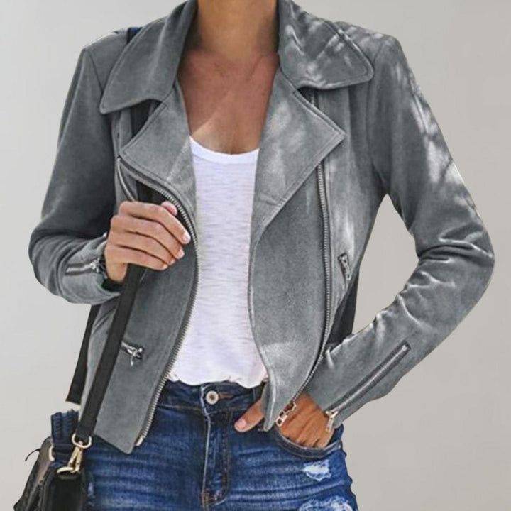 Drune | Bikerjacke aus karamellbraunem Wildleder, trendig und strukturiert