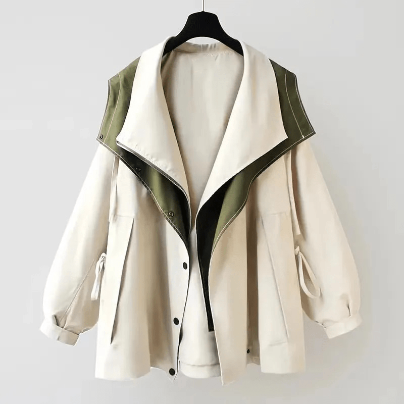 Drune | Eleganter und Bequemer Bicolor Mantel Beige & Grün