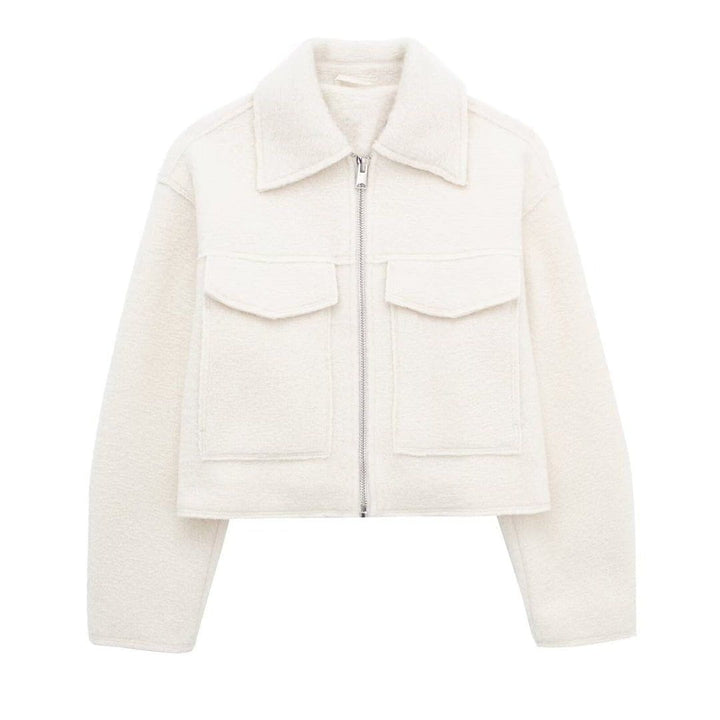Drune | Moderne und strukturierte graue Wolljacke mit Reißverschluss