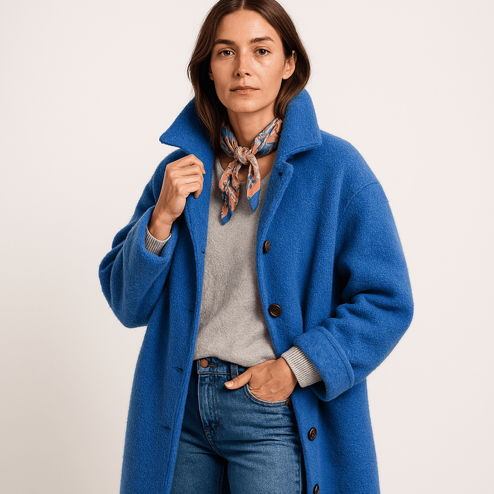 Drune | Übergroßer Mantel Helles Blau Mischwolle Eleganz Bequem & Farblich