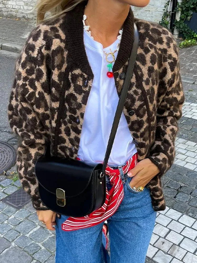 Drune | Leichtes Blouson mit braunem und schwarzem Leopardenmuster, gewagt und urban