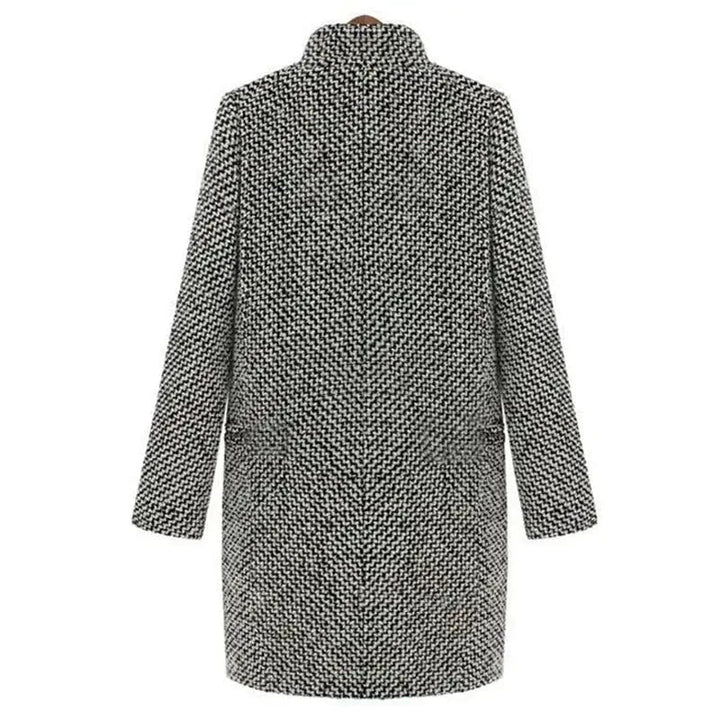 Drune | Mittel langer Mantel Chevron Schwarz & Weiß Chic & Zeitlos