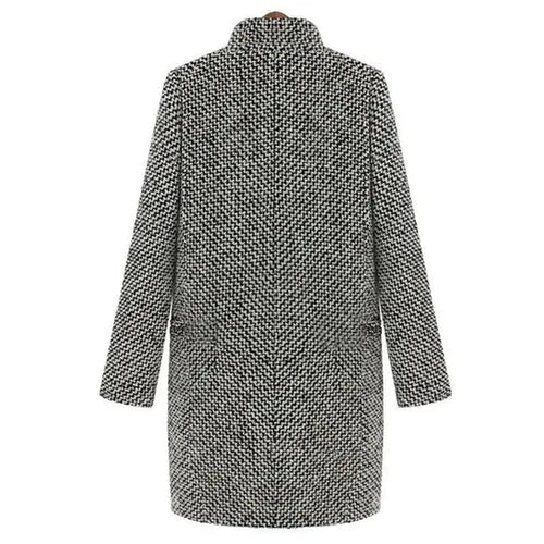 Drune | Mittel langer Mantel Chevron Schwarz & Weiß Chic & Zeitlos