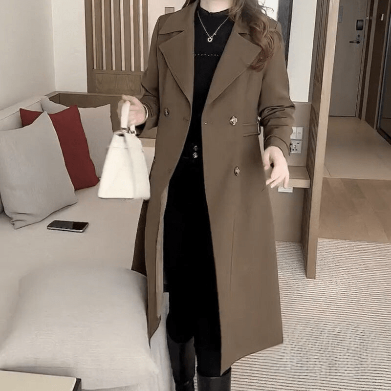 Drune | Eleganter Lange Mantel Aus Mischwolle Chic und Zeitlos