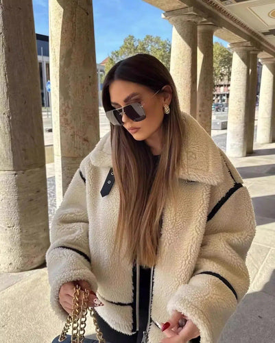 Drune | Fliegerjacke Schaffell-Effekt Wärme und Retro-Stil
