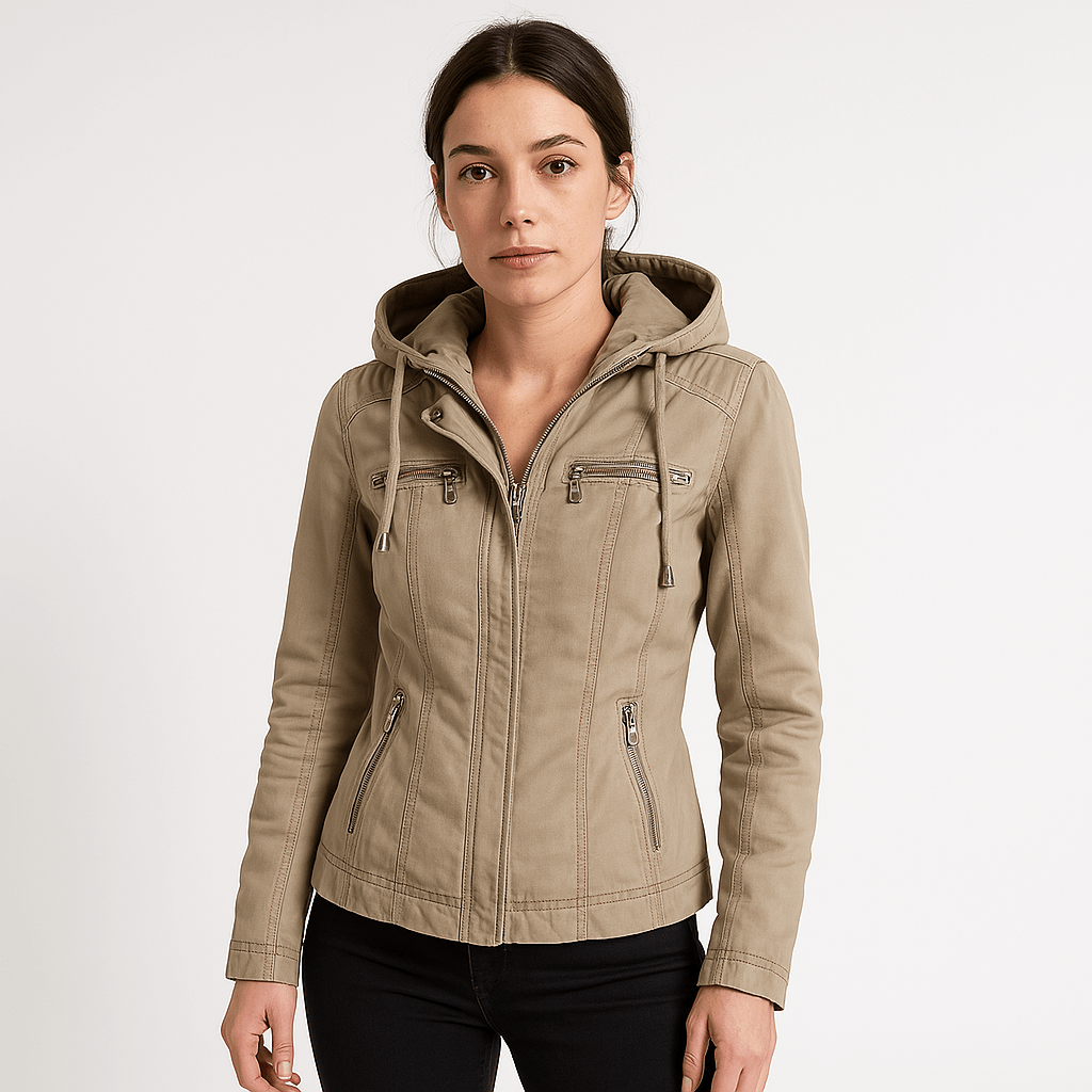 Drune | Lederimitatjacke Braun im Biker-Stil mit Kapuze Urbaner & Trendiger Look