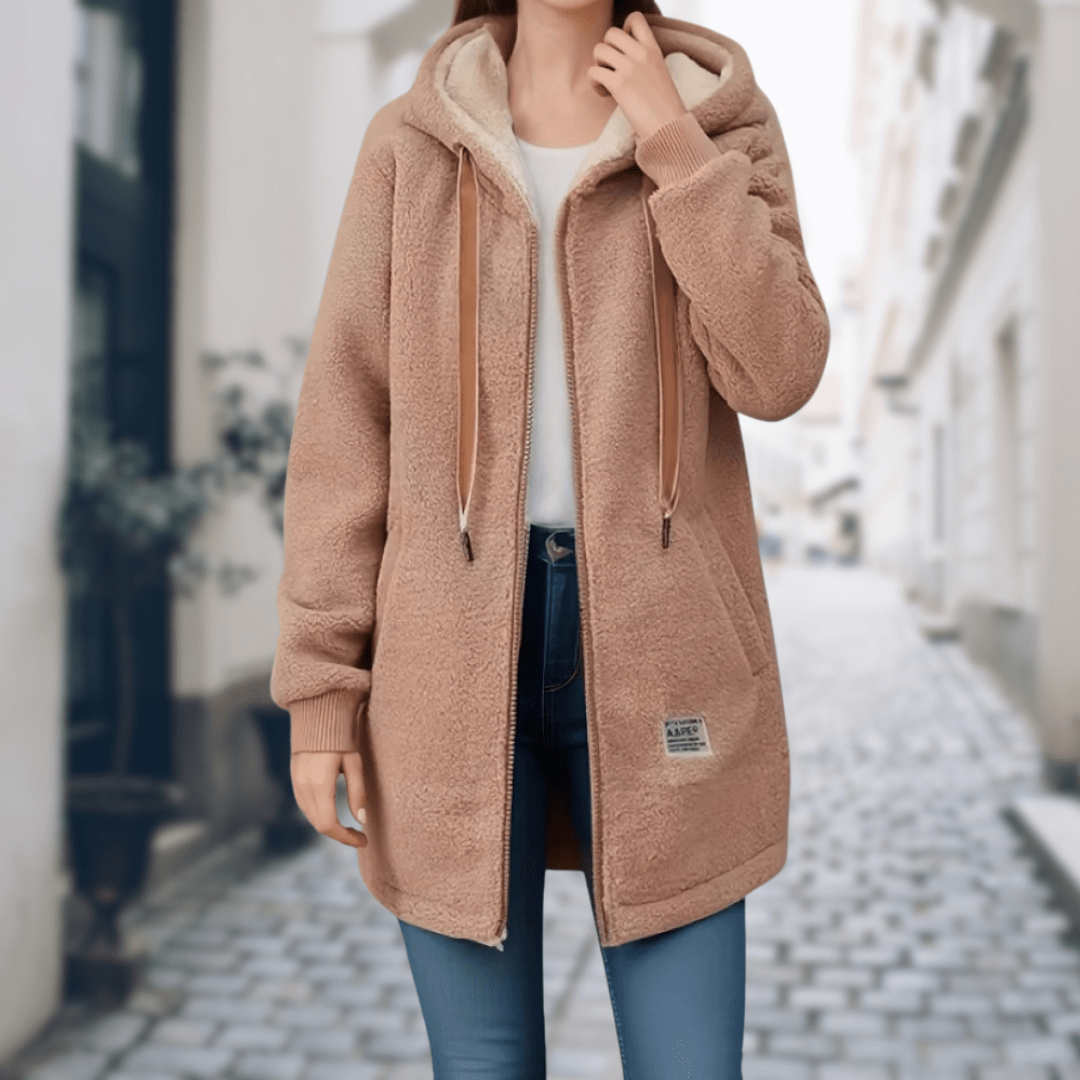 Drune | Weicher & warmer Kapuzenfleece-Mantel Lässiger Stil