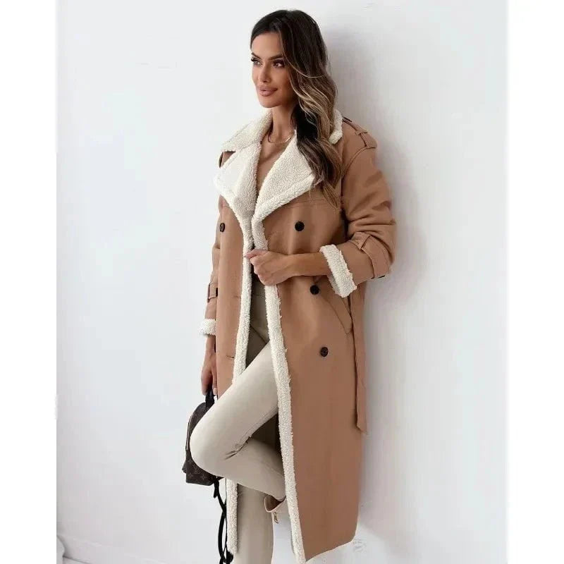 Drune | Langer Wintermantel aus Kunstleder & Warmem, Eleganten Fell
