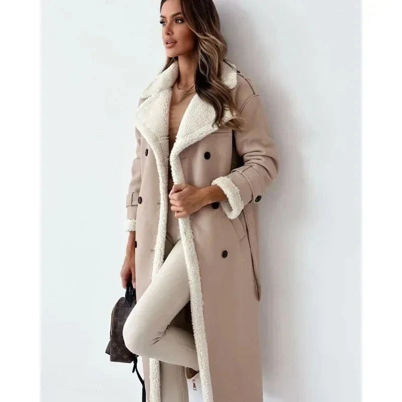 Drune | Langer Wintermantel aus Kunstleder & Warmem, Eleganten Fell