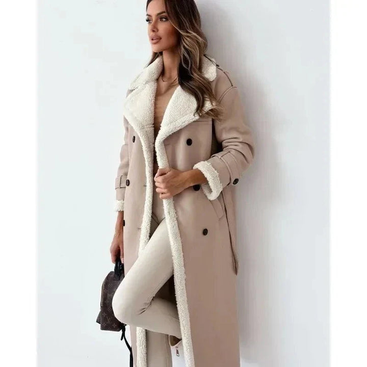 Drune | Langer Wintermantel aus Kunstleder & Warmem, Eleganten Fell